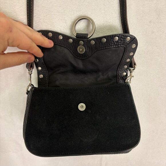 Rebecca Minkoff Black Leather with Suede Detail Small Crossbody Purse - Picture 5 of 10